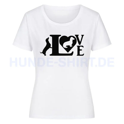 Premium Organic Damen-Shirt "Dackel Love" Weiß – hunde-shirt.de