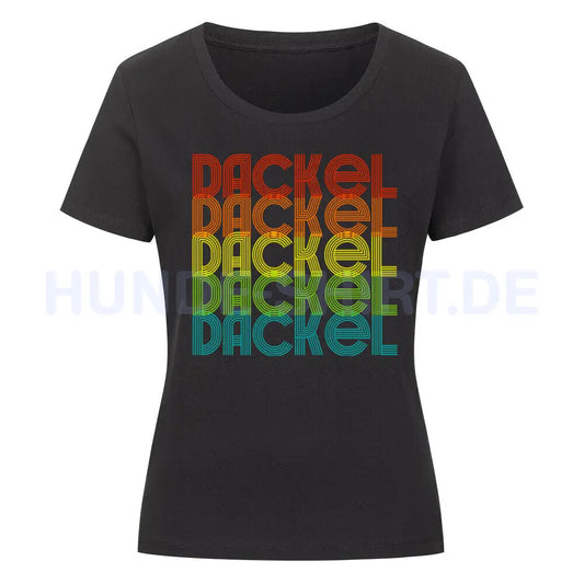 Premium Organic Damen-Shirt "Dackel - RETRO" Schwarz – hunde-shirt.de