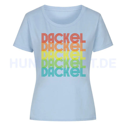 Premium Organic Damen-Shirt "Dackel - RETRO" Sky Blue – hunde-shirt.de