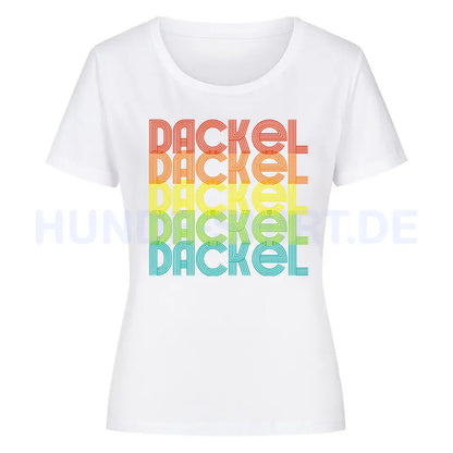 Premium Organic Damen-Shirt "Dackel - RETRO" Weiß – hunde-shirt.de