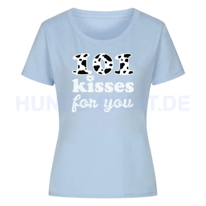 Premium Organic Damen-Shirt "Dalmatiner - 101 kisses" Sky Blue – hunde-shirt.de