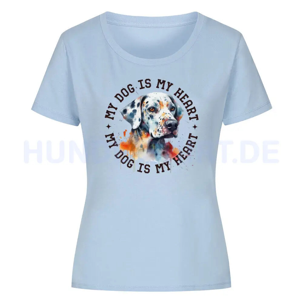 Premium Organic Damen Shirt "Dalmatiner HEART" Sky Blue – hunde-shirt.de