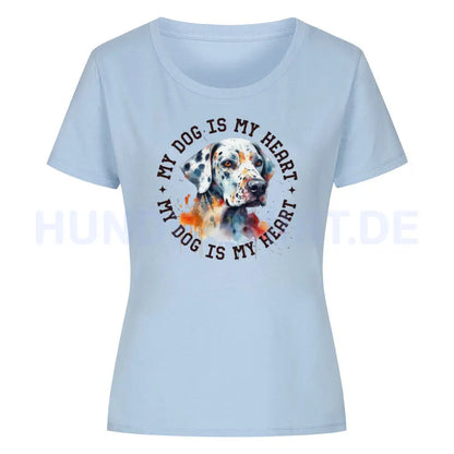 Premium Organic Damen Shirt "Dalmatiner HEART" Sky Blue – hunde-shirt.de