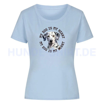 Premium Organic Damen-Shirt "Dalmatiner HEART" Sky Blue – hunde-shirt.de