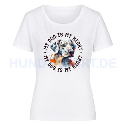 Premium Organic Damen Shirt "Dalmatiner HEART" Weiß – hunde-shirt.de