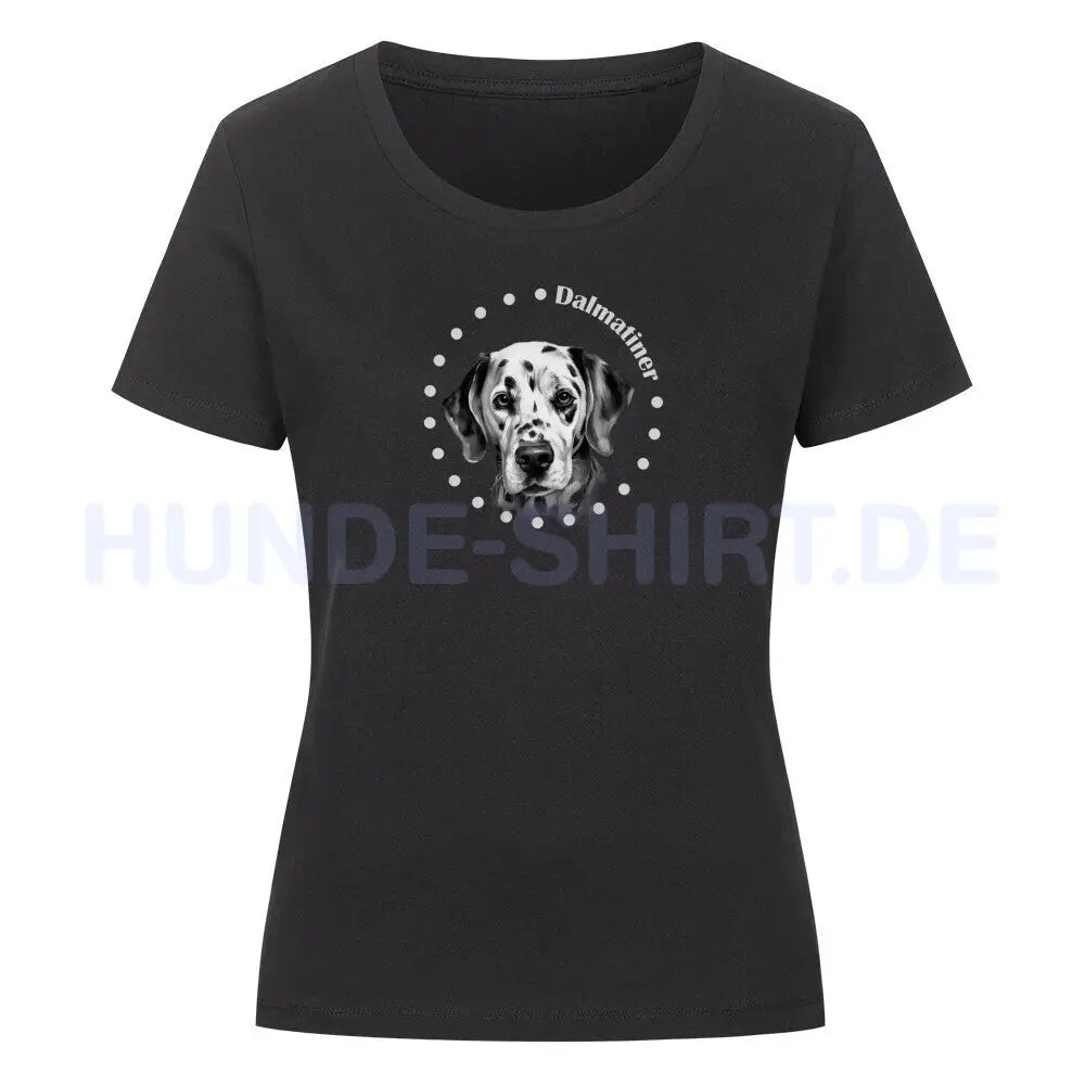 Premium Organic Damen-Shirt "Dalmatiner Rounded" Schwarz – hunde-shirt.de