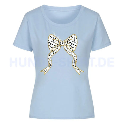 Premium Organic Damen-Shirt "Dalmatiner - Schleife" Sky Blue – hunde-shirt.de