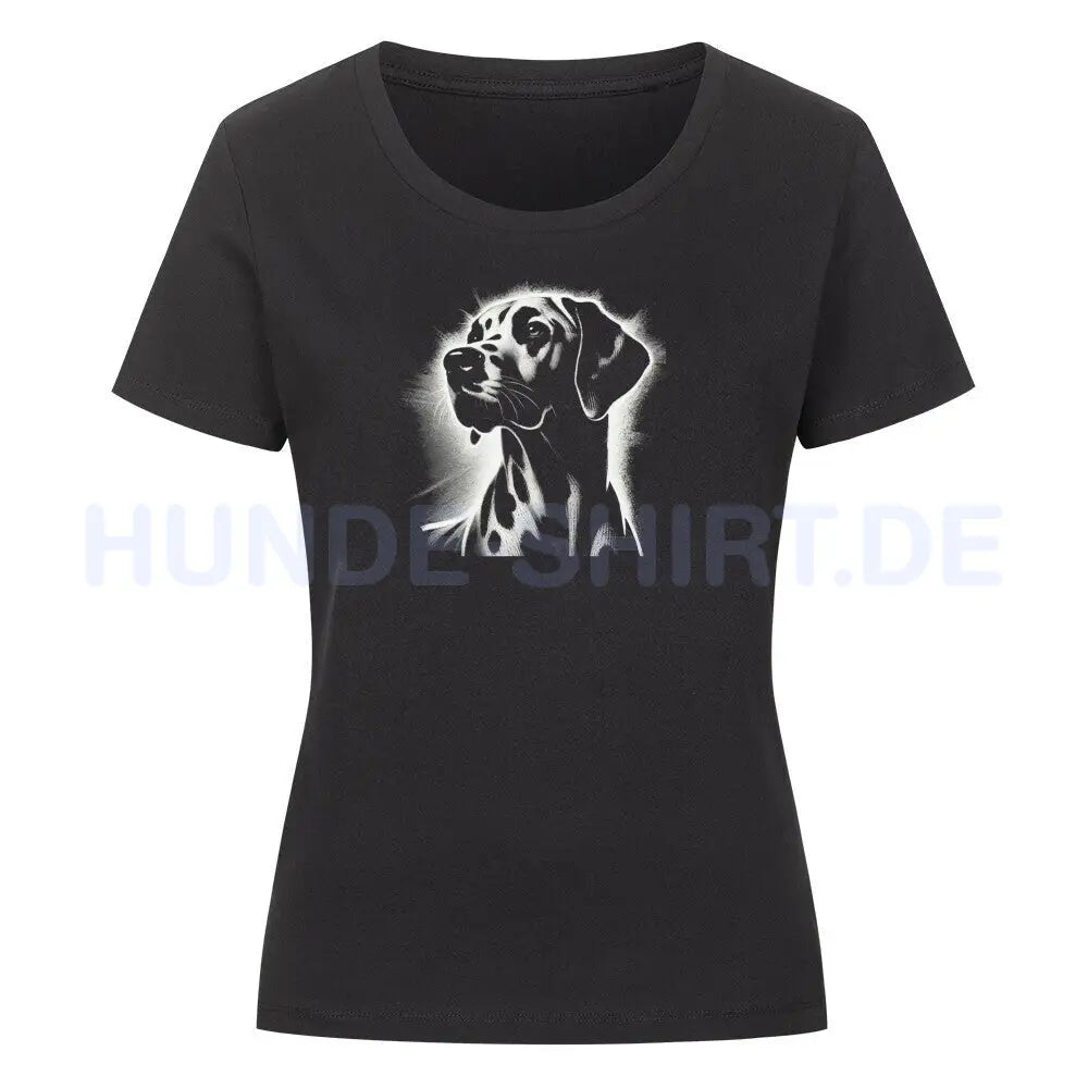 Premium Organic Damen-Shirt "Dalmatiner Shine" Schwarz – hunde-shirt.de