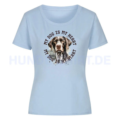 Premium Organic Damen-Shirt "Deutsch Kurzhaar HEART 2" Sky Blue – hunde-shirt.de