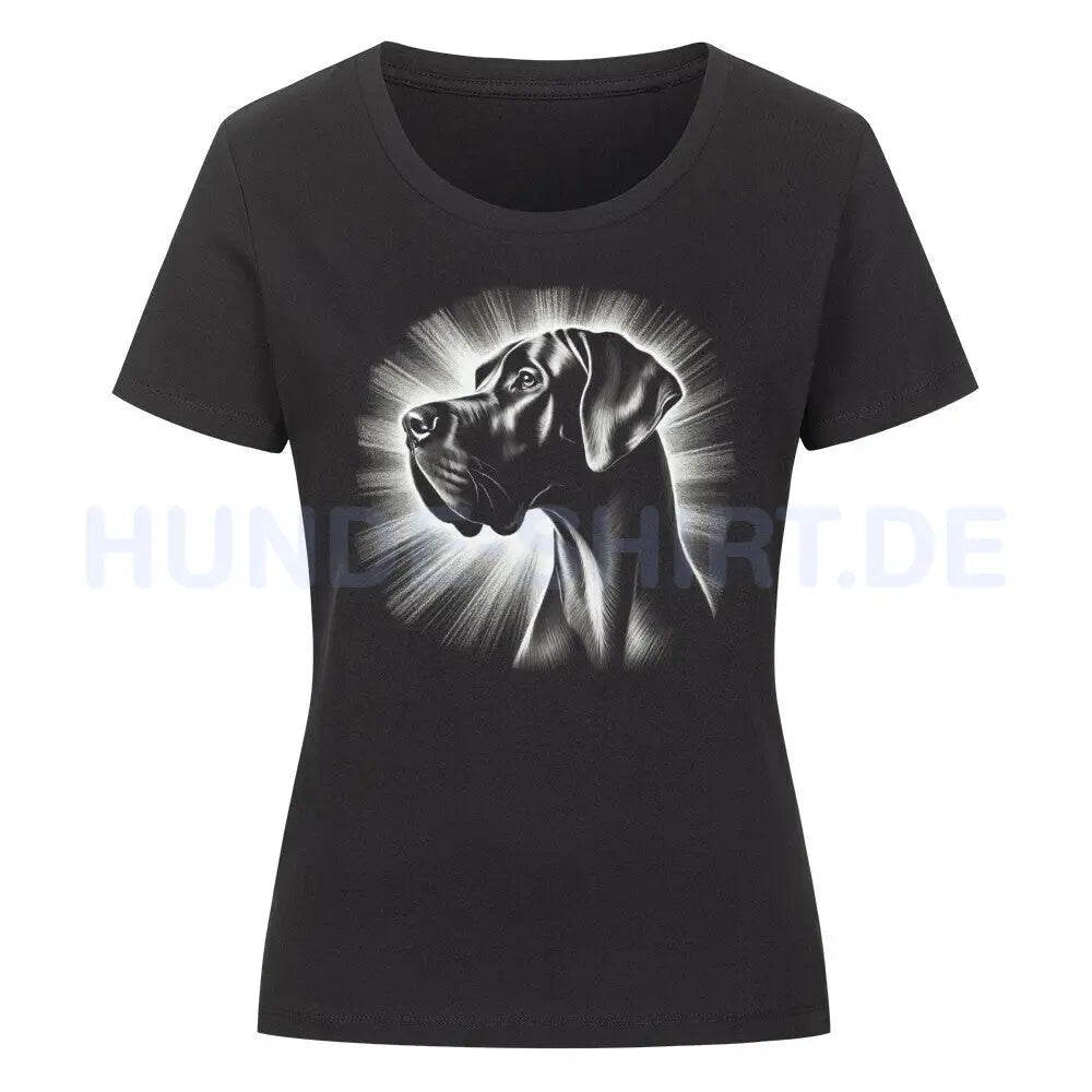 Premium Organic Damen-Shirt "Deutsche Dogge - Shine" Schwarz – hunde-shirt.de