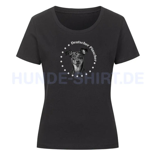 Premium Organic Damen-Shirt "Deutscher Pinscher R" Schwarz – hunde-shirt.de