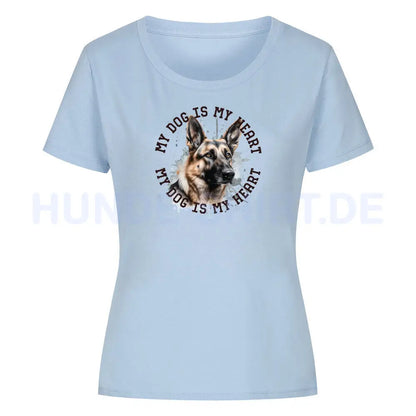 Premium Organic Damen-Shirt "Deutscher Schäferhund HEART" Sky Blue – hunde-shirt.de