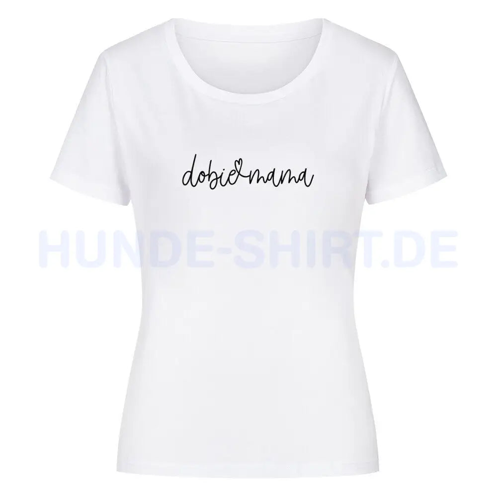 Premium Organic Damen-Shirt "Dobermann dobie mama" Weiß – hunde-shirt.de