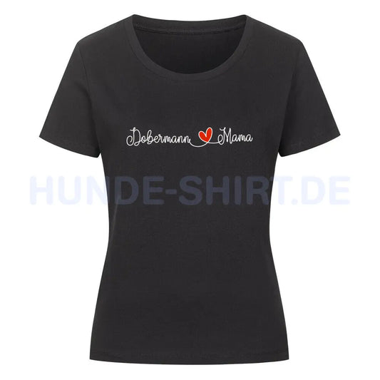 Premium Organic Damen-Shirt "Dobermann - Mama" Schwarz – hunde-shirt.de