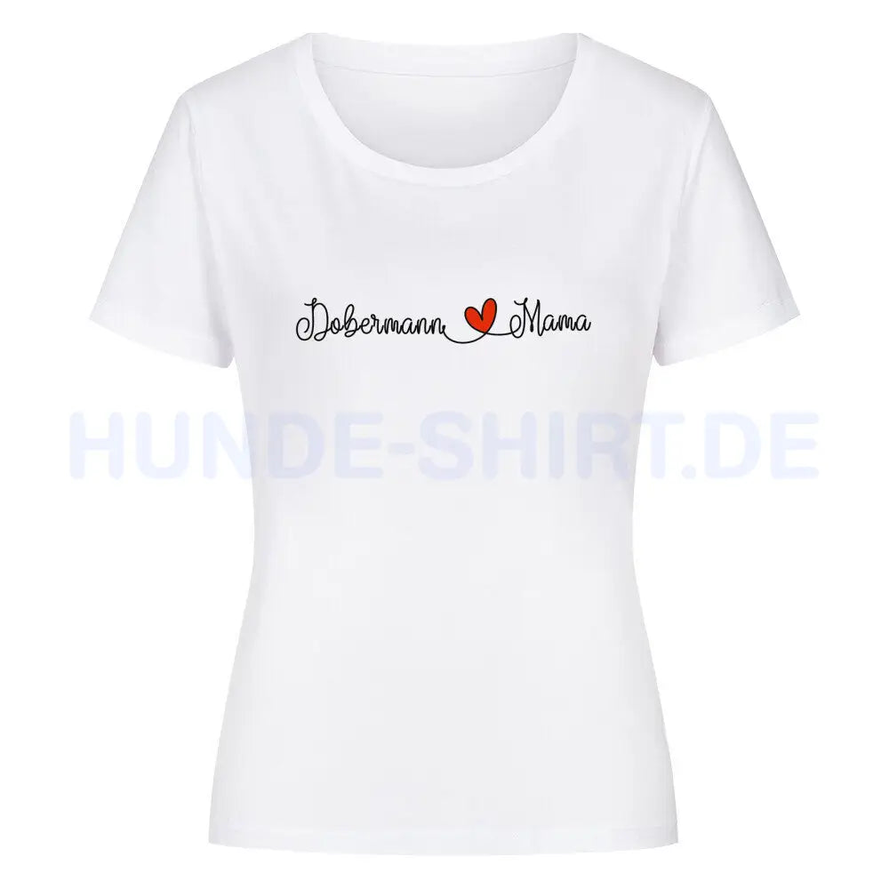 Premium Organic Damen-Shirt "Dobermann - Mama" Weiß – hunde-shirt.de