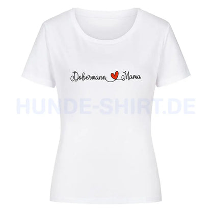 Premium Organic Damen-Shirt "Dobermann - Mama" Weiß – hunde-shirt.de