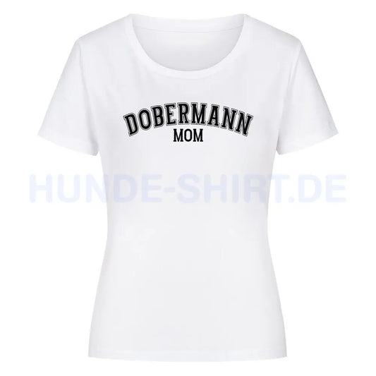 Premium Organic Damen-Shirt "Dobermann - MOM" Weiß – hunde-shirt.de