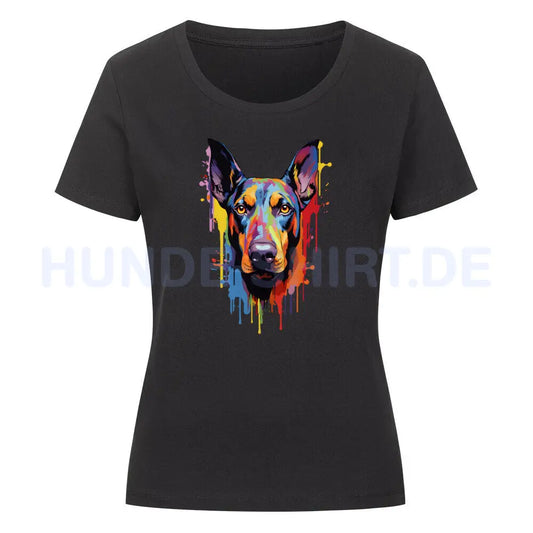 Premium Organic Damen-Shirt "Dobermann Paint" Schwarz – hunde-shirt.de