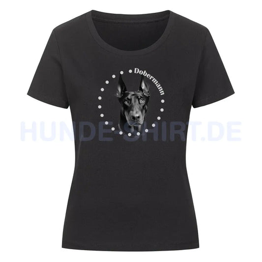 Premium Organic Damen-Shirt "Dobermann Rounded" Schwarz – hunde-shirt.de