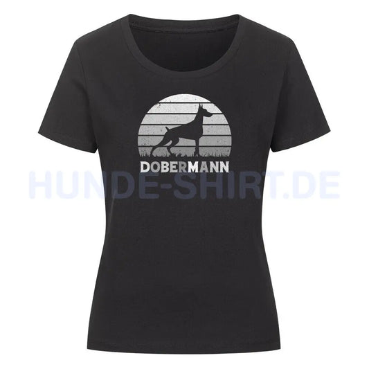 Premium Organic Damen-Shirt "Dobermann S2" Schwarz – hunde-shirt.de