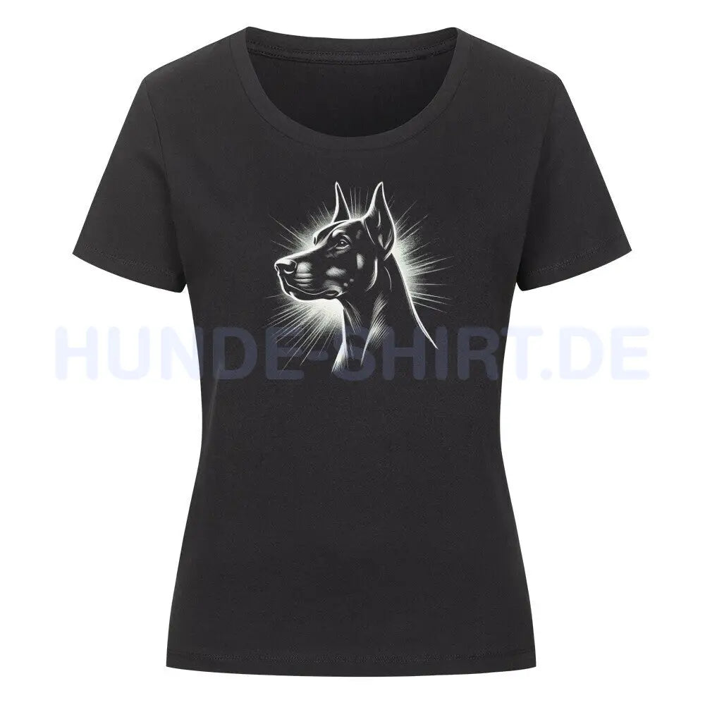 Premium Organic Damen-Shirt "Dobermann Shine" Schwarz – hunde-shirt.de