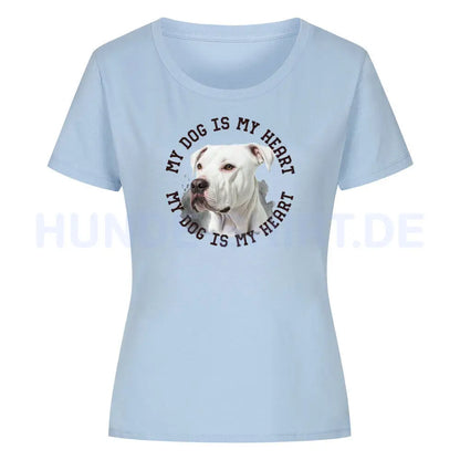 Premium Organic Damen-Shirt "Dogo Argentino HEART" Sky Blue – hunde-shirt.de