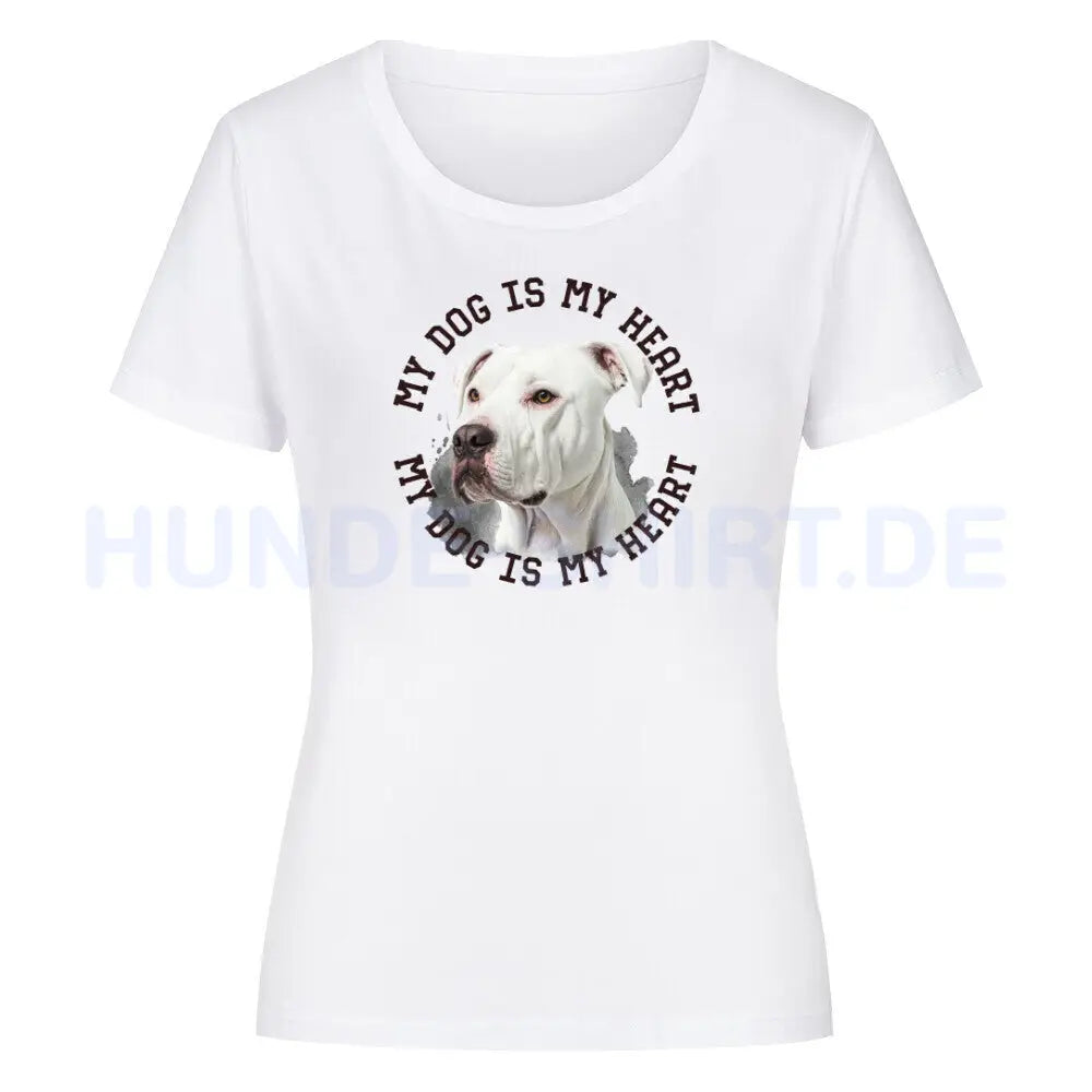 Premium Organic Damen-Shirt "Dogo Argentino HEART" Weiß – hunde-shirt.de