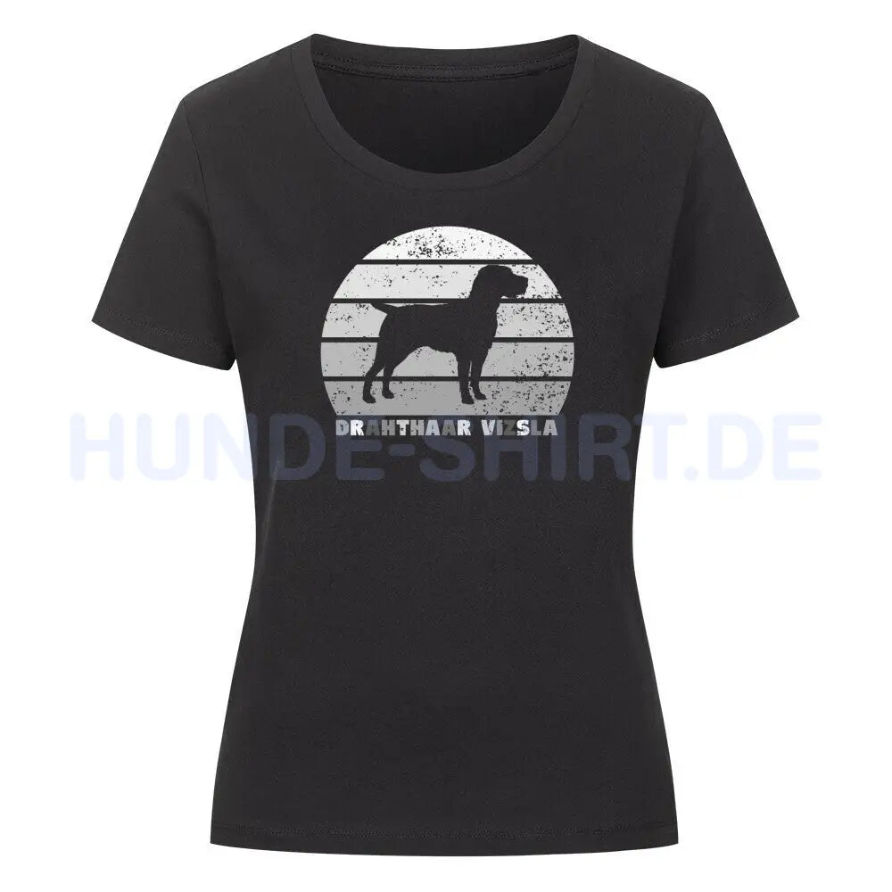 Premium Organic Damen-Shirt "Drahthaar Vizsla" Schwarz – hunde-shirt.de