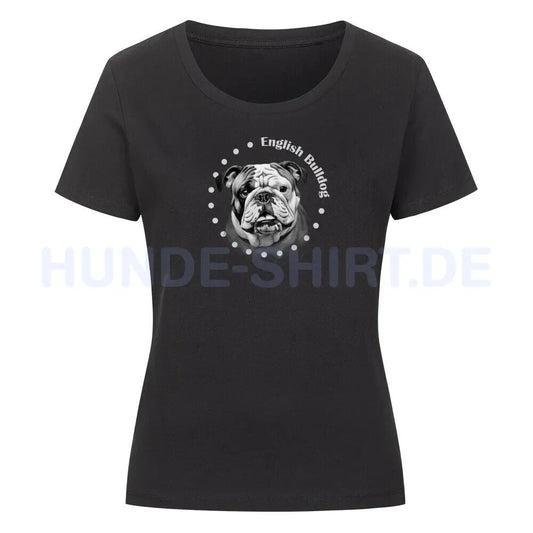 Premium Organic Damen-Shirt "English Bulldog Rounded" Schwarz – hunde-shirt.de