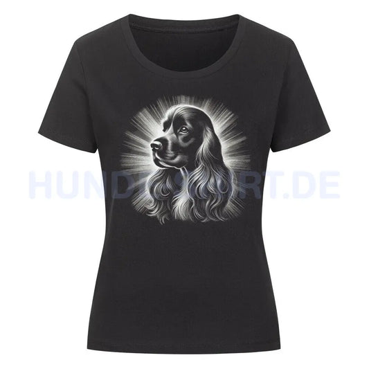 Premium Organic Damen-Shirt "English Cocker - Bright" Schwarz – hunde-shirt.de