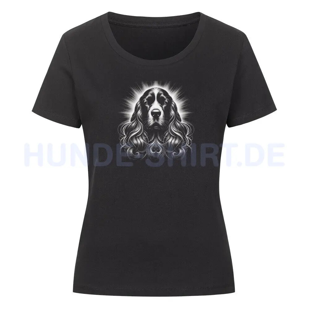 Premium Organic Damen-Shirt "English Cocker Shine" Schwarz – hunde-shirt.de