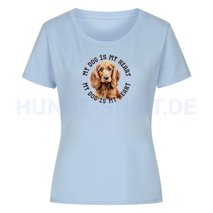 Premium Organic Damen-Shirt "English Cocker Spaniel HEART" Sky Blue – hunde-shirt.de