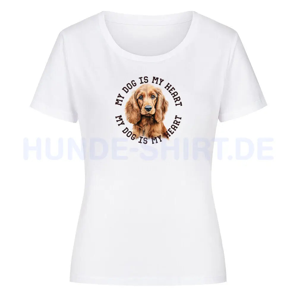 Premium Organic Damen-Shirt "English Cocker Spaniel HEART" Weiß – hunde-shirt.de