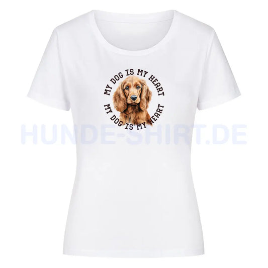 Premium Organic Damen-Shirt "English Cocker Spaniel HEART" Weiß – hunde-shirt.de