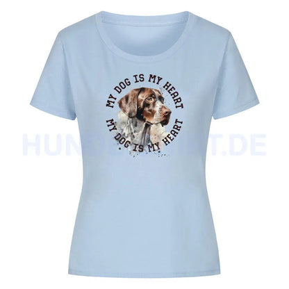 Premium Organic Damen-Shirt "English Pointer HEART" Sky Blue – hunde-shirt.de