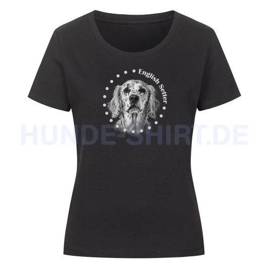 Premium Organic Damen-Shirt "English Setter R" Schwarz – hunde-shirt.de