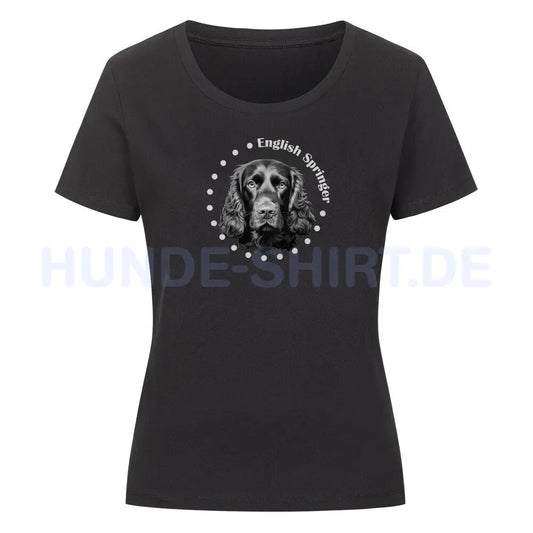 Premium Organic Damen-Shirt "English Springer Rounded" Schwarz – hunde-shirt.de