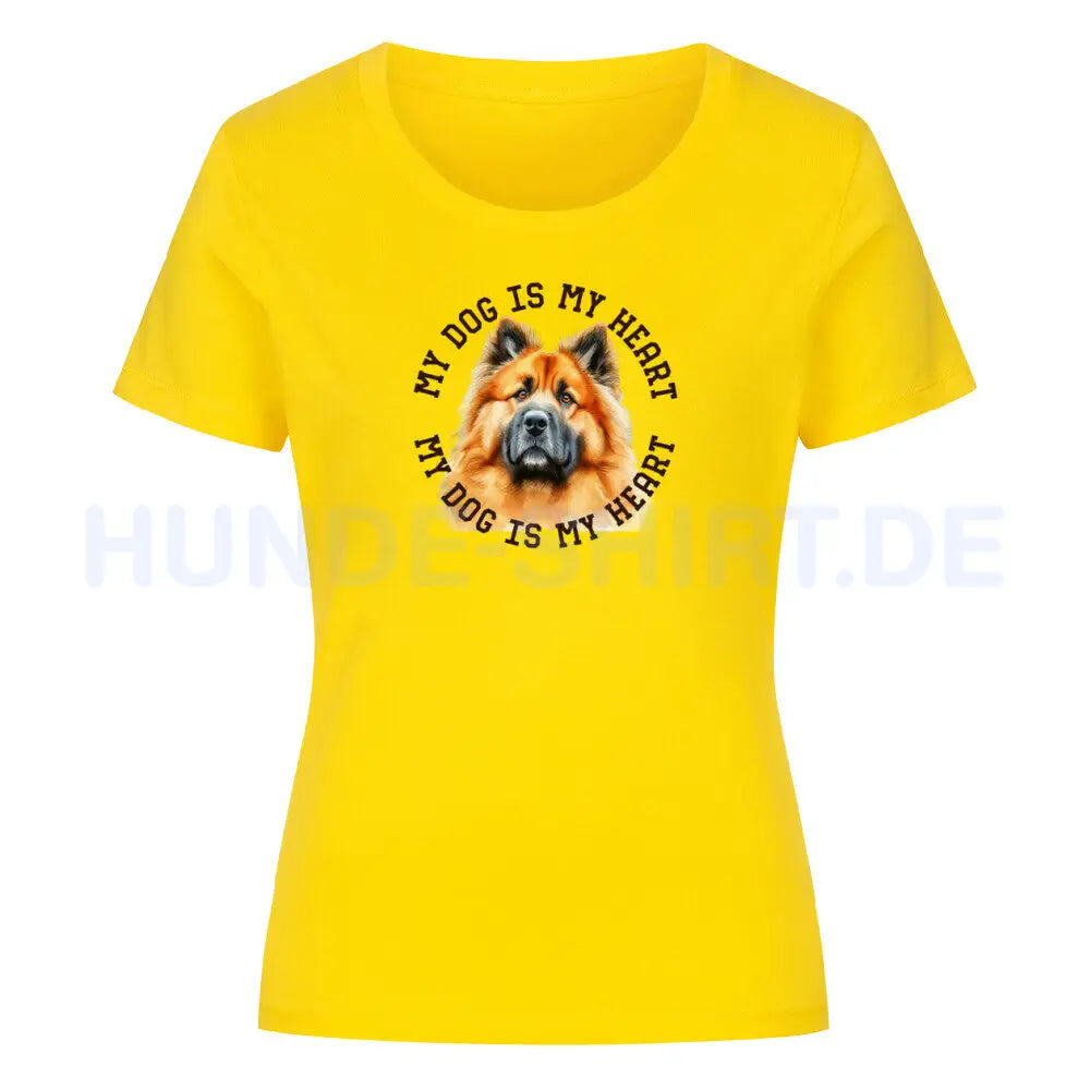 Premium Organic Damen-Shirt "Eurasier HEART" Golden Yellow – hunde-shirt.de