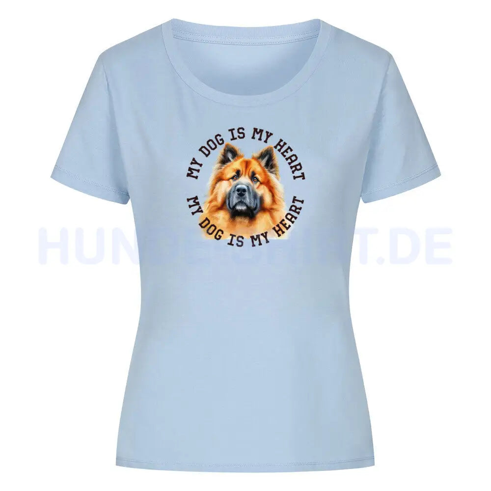 Premium Organic Damen-Shirt "Eurasier HEART" Sky Blue – hunde-shirt.de