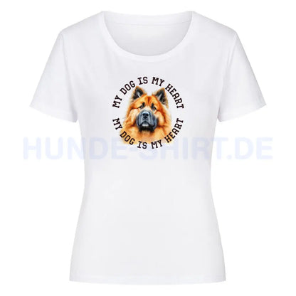 Premium Organic Damen-Shirt "Eurasier HEART" Weiß – hunde-shirt.de