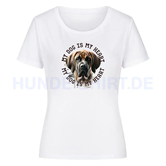 Premium Organic Damen-Shirt "Fila Brasileiro HEART 2" Weiß – hunde-shirt.de