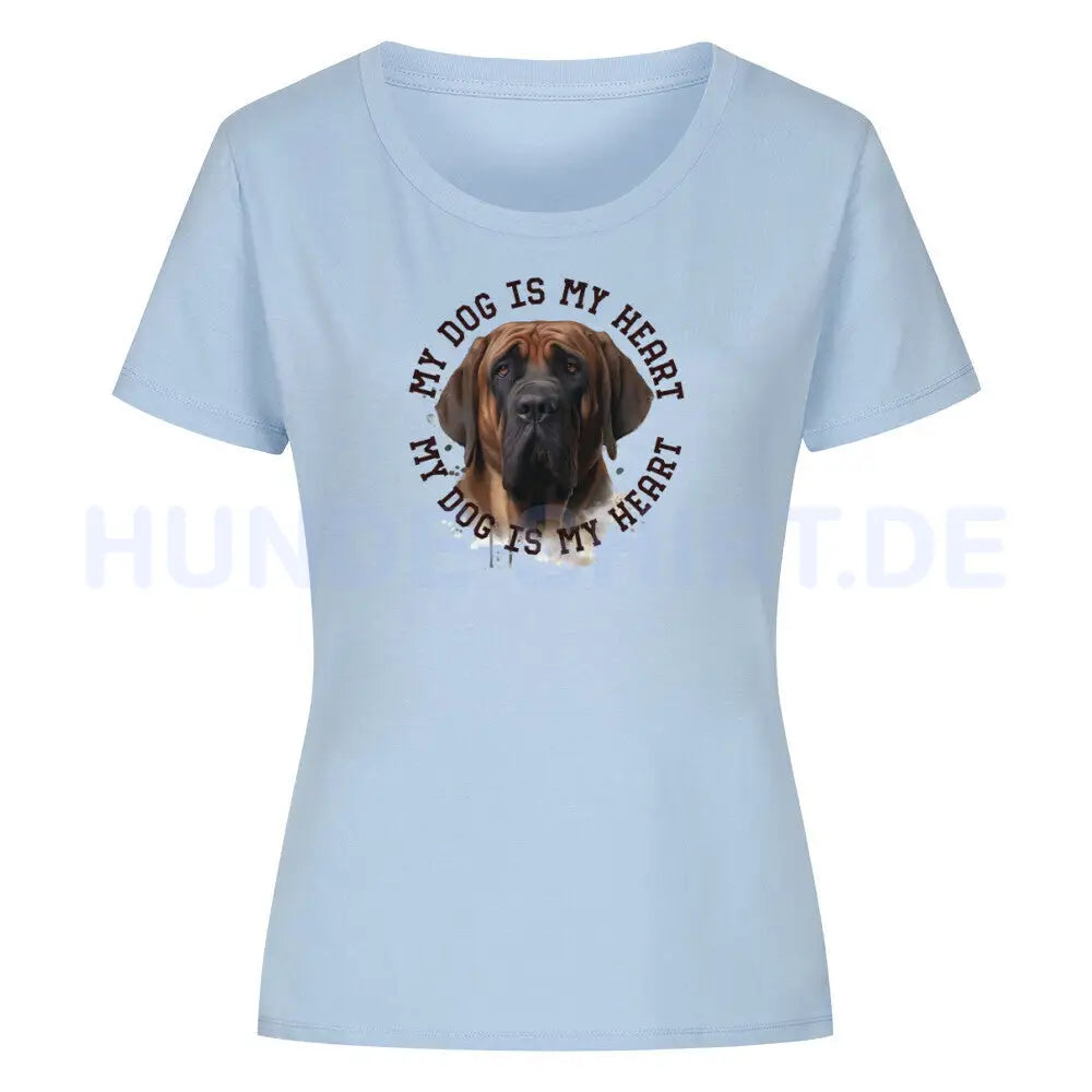 Premium Organic Damen-Shirt "Fila Brasileiro HEART" Sky Blue – hunde-shirt.de