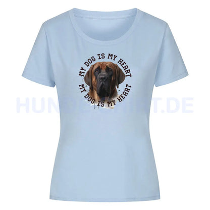 Premium Organic Damen-Shirt "Fila Brasileiro HEART" Sky Blue – hunde-shirt.de