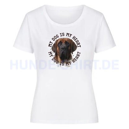 Premium Organic Damen-Shirt "Fila Brasileiro HEART" Weiß – hunde-shirt.de