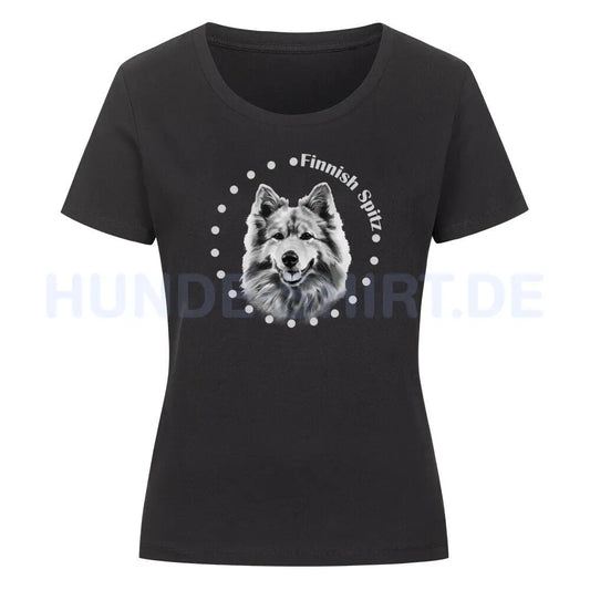 Premium Organic Damen-Shirt "Finnischer Spitz - Breed" Schwarz – hunde-shirt.de