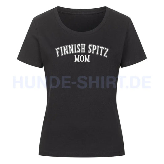 Premium Organic Damen-Shirt "Finnischer Spitz - MOM" Schwarz – hunde-shirt.de