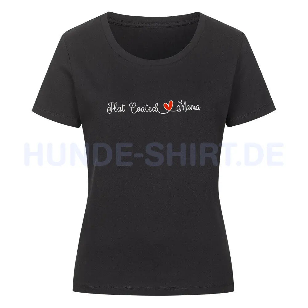 Premium Organic Damen-Shirt "Flat Coated - Mama" Schwarz – hunde-shirt.de