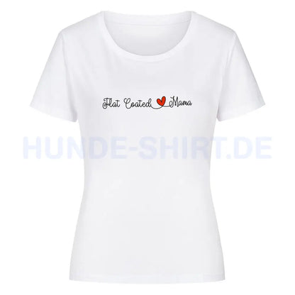 Premium Organic Damen-Shirt "Flat Coated - Mama" Weiß – hunde-shirt.de