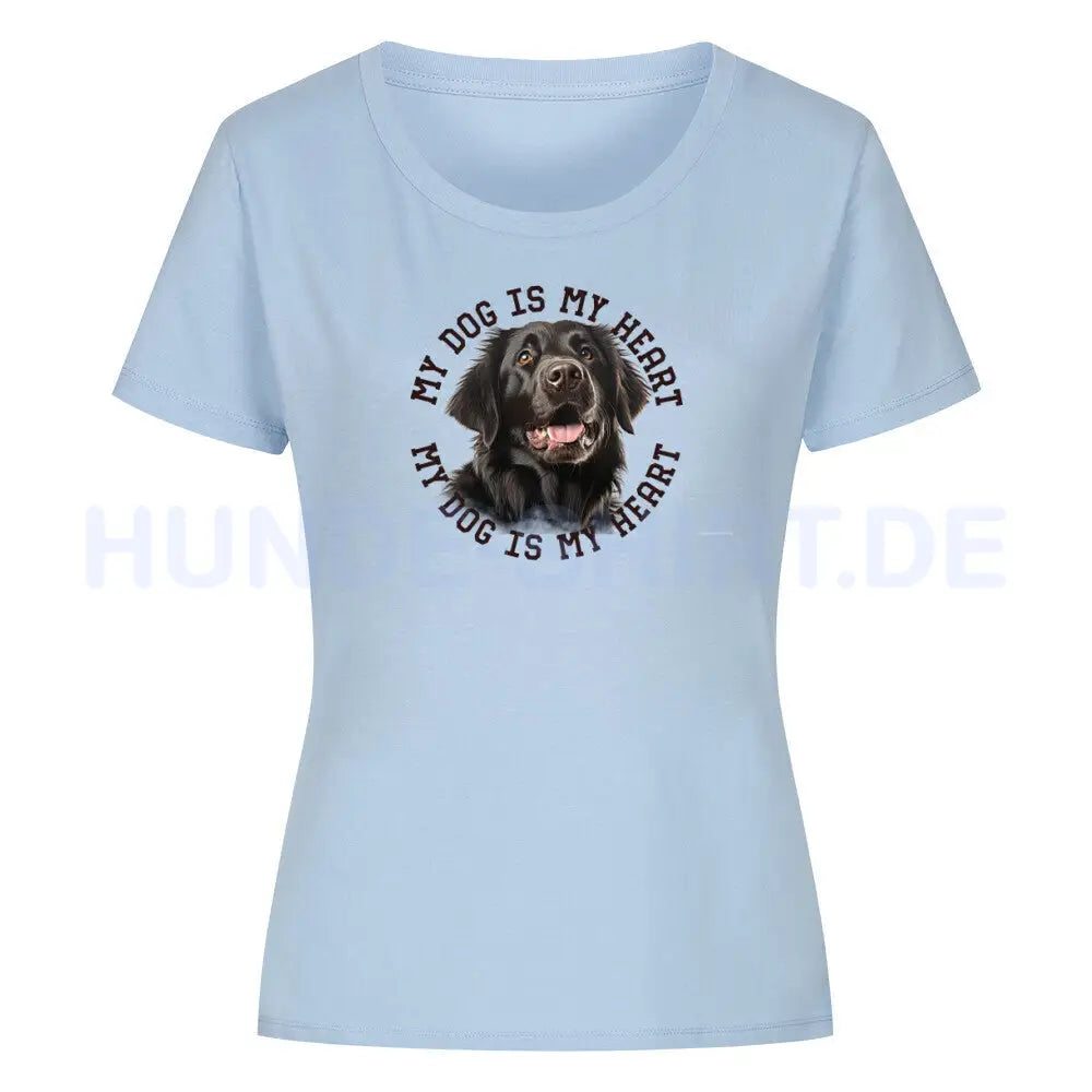 Premium Organic Damen-Shirt "Flat Coated Retriever HEART" Sky Blue – hunde-shirt.de