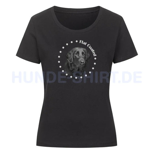 Premium Organic Damen-Shirt "Flat Coated Retriever Rounded" Schwarz – hunde-shirt.de